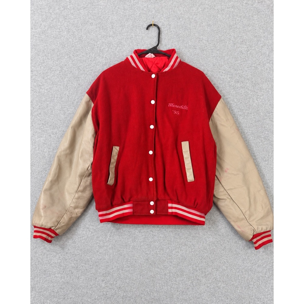 Campus Classics Varsity Jacket Mens Lenape Meredith 95 Wool Leather Red Tan